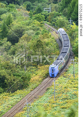 増田山から見た特急おおぞら（283系）　北海道新得町 69973215