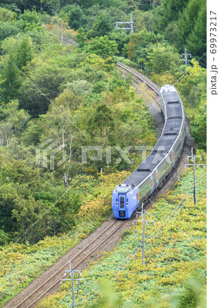 増田山から見た特急おおぞら（283系）　北海道新得町 69973217