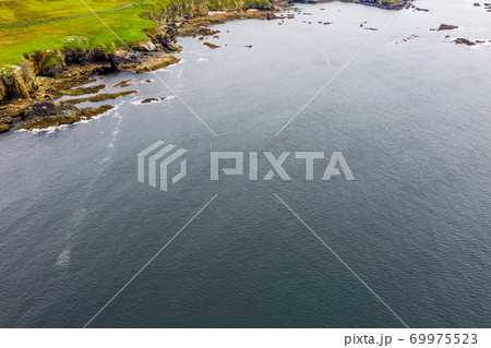 Aerial view of wild coast by Glencolumbkille in County Donegal, Irleand. 69975523