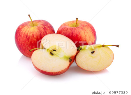 Gala apples over white background 69977389