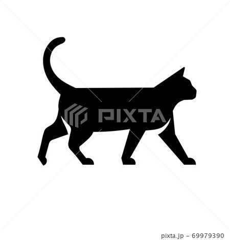 Simple flat cat silhouette Design Vector Illustration. cat Logo Template style	 69979390