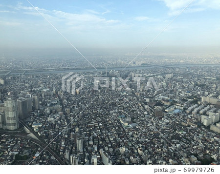 東京スカイツリーから見る東京の景色の写真素材
