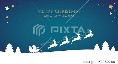 santa claus in a sleigh with reindeer christmas banner santa claus in a sleigh with reindeer christmas banner 69980280