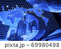 ビジネス　地球　貿易　インターネット　背景ブルー 69980498