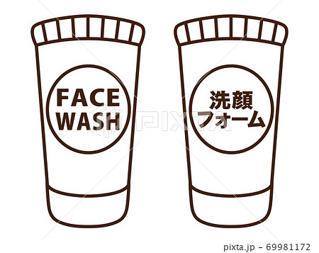 洗顔フォーム 線画のイラスト素材
