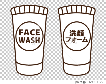 洗顔フォーム 線画のイラスト素材