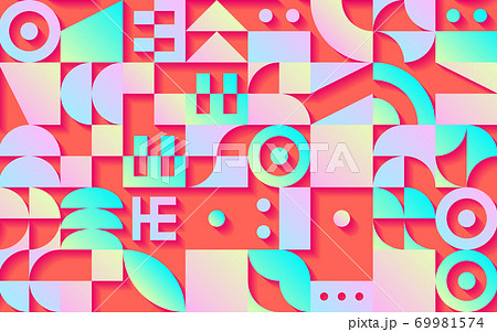 Geometric retro seamless pattern with 30s styled shapes and vibrant psychedelic colors Geometric retro seamless pattern with 30s styled shapes and vibrant psychedelic colors 69981574