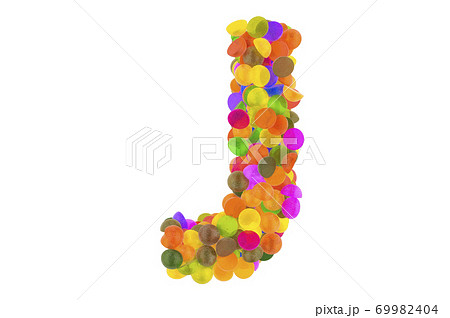 Letter J from colored marmalade candies. 3D rendering 69982404