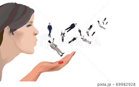 disappointed girl blows on unwanted people 69982928