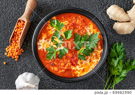 Bowl of lentil soup 69982990