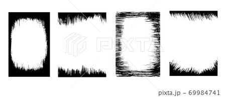 Brush strokes set hand drawn scribble abstract vector illustration. Border design template. 69984741