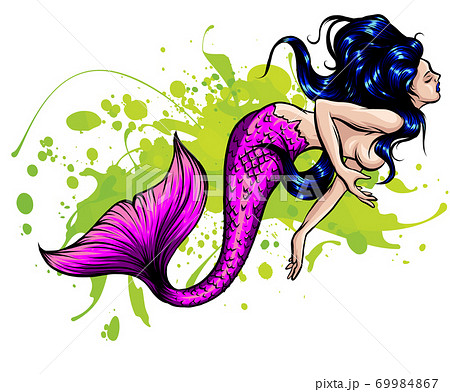 Siren Sea Theme Vector Illustration On A のイラスト素材