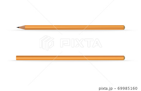 Yellow wooden pencils, classic yellow vector pencil with shadow. 69985160
