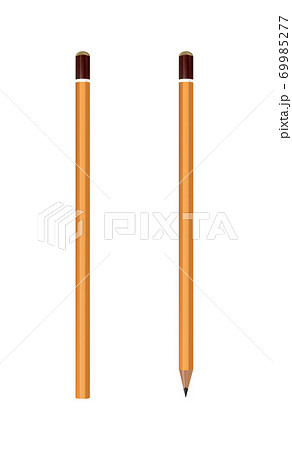 Yellow wooden pencils, classic yellow vector pencil. 69985277