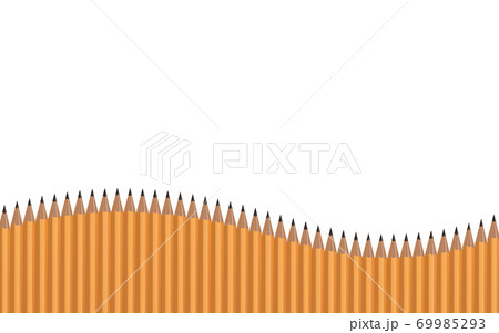 Many pencils arranged in waves on a white background. Vector illustration 69985293