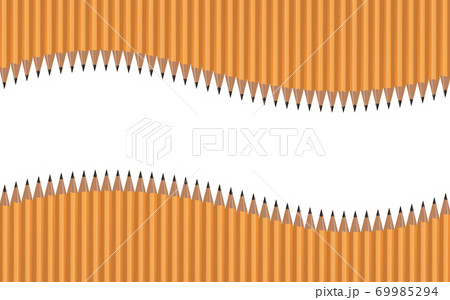 Many pencils arranged in waves on a white background. Vector illustration 69985294