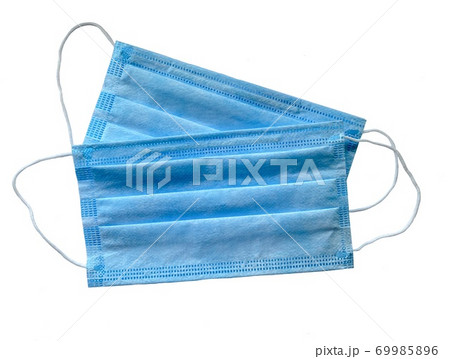 Blue medical mask isolated on white background.Concept of medicine and health. 69985896