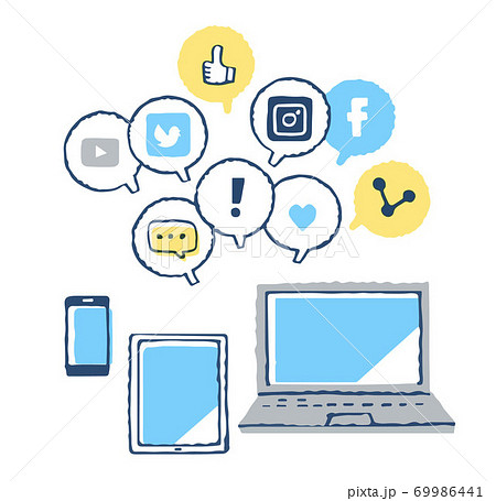 インターネットとsnsイメージのイラスト素材 インターネットとsnsイメージのイラスト素材
