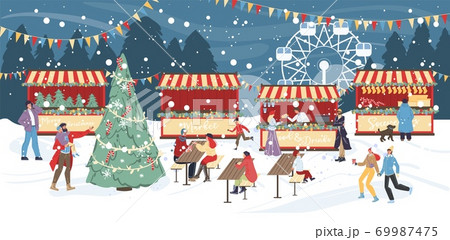Traditional winter holiday night christmas fair Traditional winter holiday night christmas fair 69987475