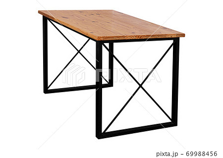 Modern wooden table with steel legs. 69988456