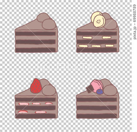 色々な種類のチョコレートショートケーキのイラスト素材 6997