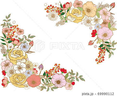 Fashionable Handwritten Flower Frame Material Stock Illustration