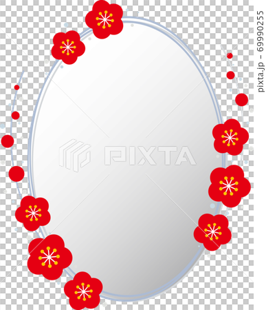 垂直橢圓形框架,周圍有銀盤梅花 垂直橢圓形框架,周圍有銀盤梅花 69990255