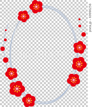 銀樹枝上的梅花的垂直橢圓形框架 銀樹枝上的梅花的垂直橢圓形框架 69990256