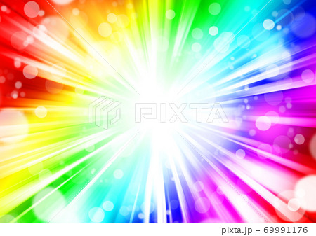 レンボーカラーの集中線背景 レンボーカラーの集中線背景 69991176