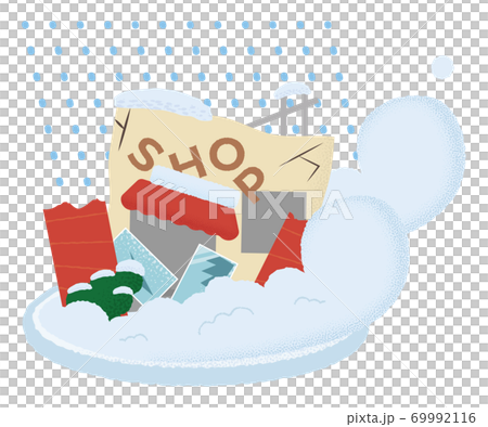 Vector illustration of a shop suffering from an avalanche 69992116