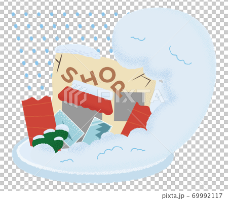 Vector illustration of a shop suffering from an avalanche 69992117