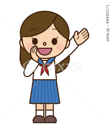 呼ぶ 学生 女性 69992271