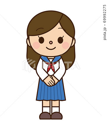 歓迎 立っている 学生 女性のイラスト素材