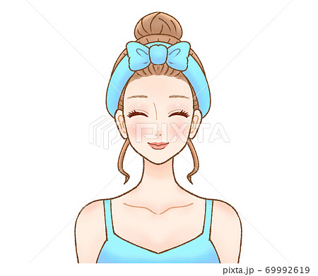 笑顔のヘアバンド女性のイラスト素材
