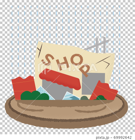 Vector illustration of a shop suffering from flooding Vector illustration of a shop suffering from flooding 69992642