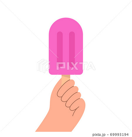 Hand holding a popsicle. 69993194