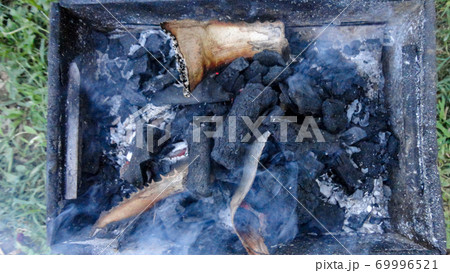 hot charcoal brazier ready to cook meat at outdoor 69996521