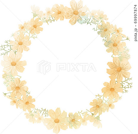 コスモスの花のサークルフレームのイラスト素材