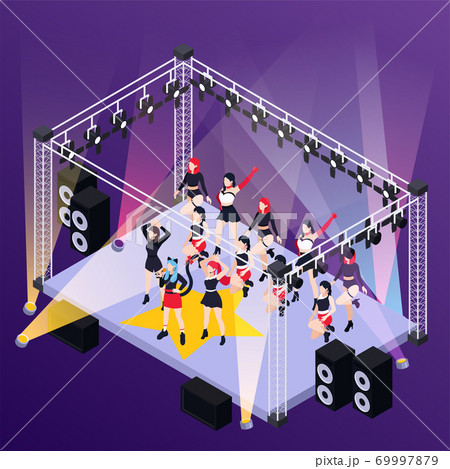 Pop Music Isometric Backgroundのイラスト素材