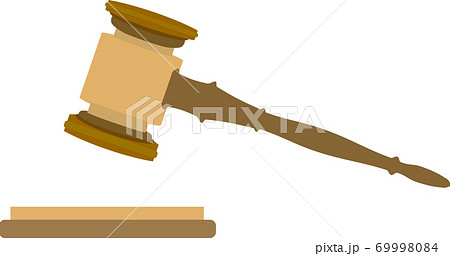 裁判 オークションの決定 判決をするハンマーのイラストのイラスト素材