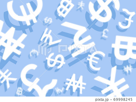 通貨 お金 記号 アイコン 背景 模様 テキスタイル イラスト 青のイラスト素材