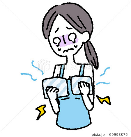 乳腺炎 授乳 母乳 お母さん ママ 冷やすのイラスト素材