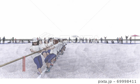 学校 運動会 綱引き 観客有り 建物無し イラスト38 学校 運動会 綱引き 観客有り 建物無し イラスト38 69998411