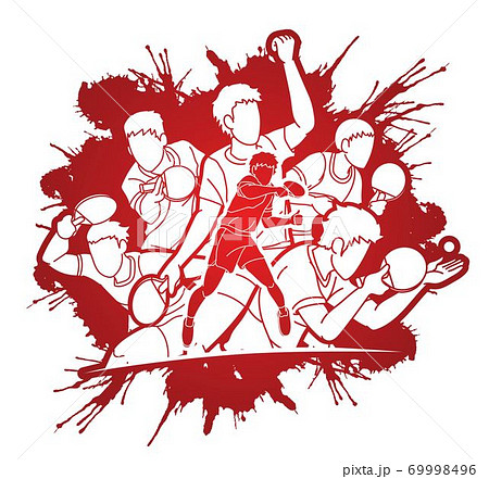 Group of Ping Pong players, Table Tennis players action cartoon sport graphic vector.	 Group of Ping Pong players, Table Tennis players action cartoon sport graphic vector.	 69998496