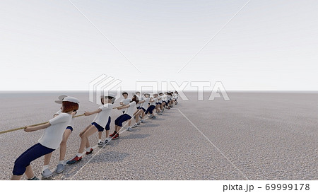 学校 運動会 綱引き 観客無し 建物無し イラスト8のイラスト素材