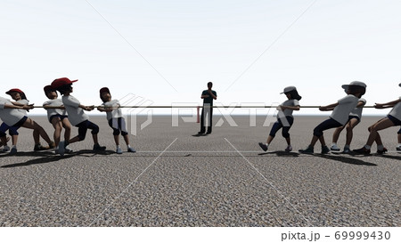 学校 運動会 綱引き 観客無し 建物無し イラスト40のイラスト素材