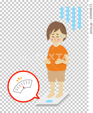 Illustration image of a woman who is fat and depressed 69999672