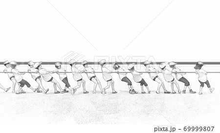 学校 運動会 綱引き 観客無し 建物無し イラスト43のイラスト素材