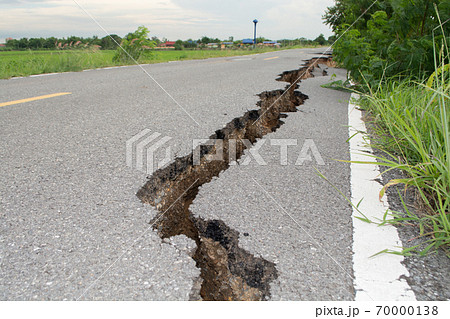 Asphalt surface on the street was demolished due to poor construction. Asphalt surface on the street was demolished due to poor construction. 70000138