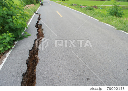 Asphalt surface on the street was demolished due to poor construction. Asphalt surface on the street was demolished due to poor construction. 70000153